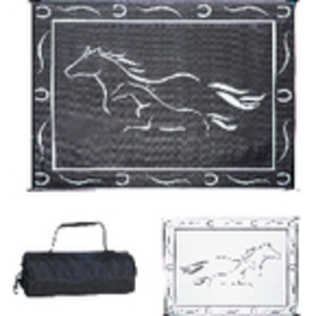 MINGS MARK Reversible Mat; Black/White; Galloping Horses; 8Ft x 11Ft GH8111